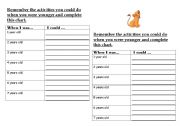 English worksheet: What I could do when I was younger