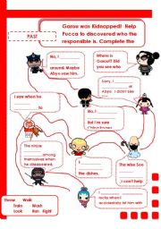 English Worksheet: past continuous with pucca