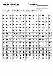 English worksheet: relative clauses word search