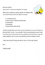 English Worksheet: Busy Bee of the Week 