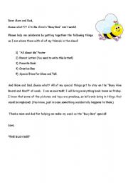 English worksheet: Busy Bee of the Week 