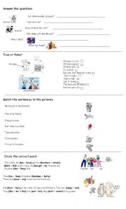 English Worksheet: present simple for young learners