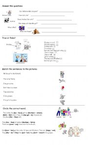 English worksheet: present simple for young learners