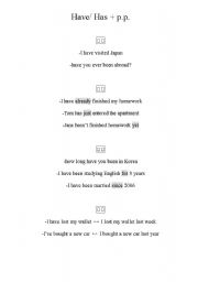 English Worksheet: have/has p.p