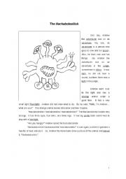 English Worksheet: Nackabolisilisk (7 pages, Reading, Comprehension, Vocab, and Writing)