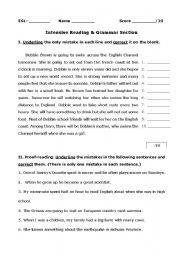 English Worksheet: Intensive reading