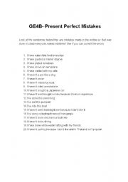 English worksheet: Present Perfect Error Correction