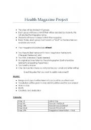 English Worksheet: Health Project