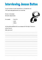 English Worksheet: Interviewing Jenson Button