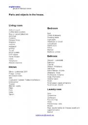 English worksheet: Parts and objects in a house for Brazilian learners