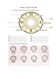 English Worksheet: Clocks - Telling the time