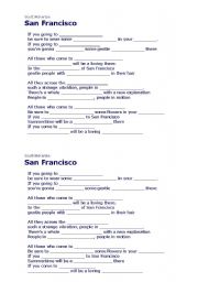 English worksheet: San Francisco song