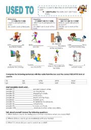 English Worksheet: USED TO explanation and exercises