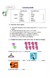 English Worksheet: Expressing Quantity