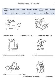 English Worksheet: HAROLDS DAILY ROUTINE