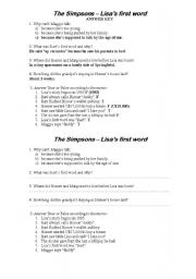 English worksheet: The Simpsons - Lisas First Word 