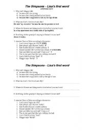 English Worksheet: The Simpsons - Lisas First Word 