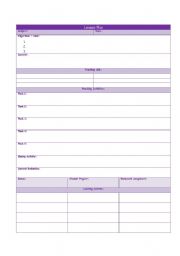 English Worksheet: Lesson Plan Format and Simple