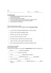 English worksheet: Past Tense Quiz