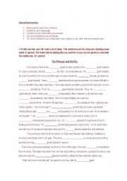 English Worksheet: The Princess and the Pea grammar quiz