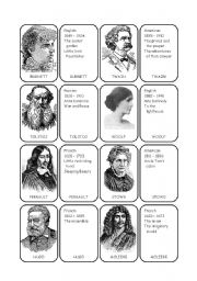 English Worksheet: FAMOUS WRITERS - GAME 2/2