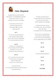 English Worksheet: Halo - Beyonce - Activity