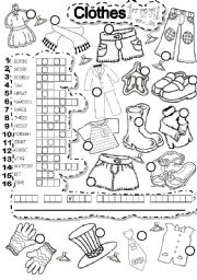 English Worksheet: CLOTHES PUZZLE