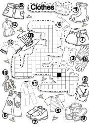 English Worksheet: CLOTHES CRISS CROSS PUZZLE