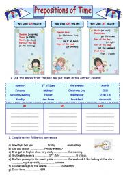 English Worksheet: PREPOSITIONS OF TIME