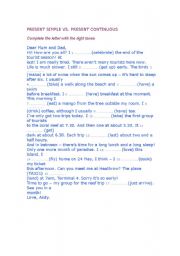 English Worksheet: PRESENT SIMPLE VS. PRESENT CONTINUOUS