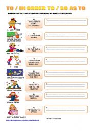 English Worksheet: TO / IN ORDER TO / SO AS TO