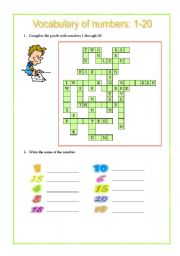 English Worksheet: vocabulary of numbers