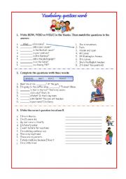 English Worksheet: question words