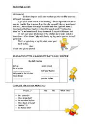 English Worksheet: Routines- Simple Present tense