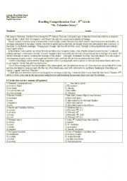 English Worksheet: st. valentine story