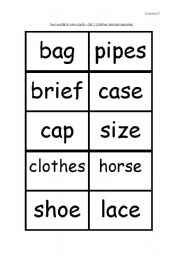 English worksheet: Two words in one - Set 1- cards