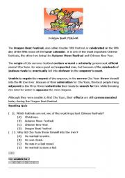 English worksheet: Dragon boat festival 