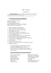 English Worksheet: Men in Black song