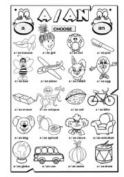 English Worksheet: A / An (2/2)