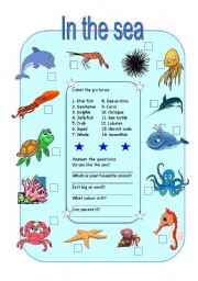 English Worksheet: IN THE SEA