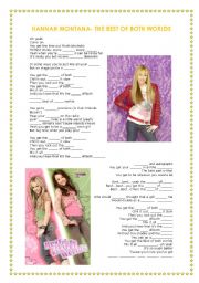 English Worksheet: Hannah Montana- The Best of both Worlds