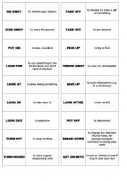 English Worksheet: phrasal verbs dominoes