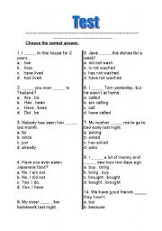 English Worksheet: Grammar Test 2