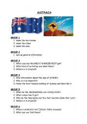 English Worksheet: Australia - group work