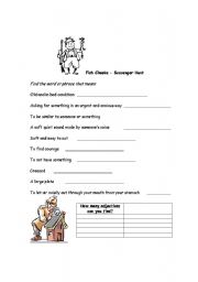 English Worksheet: Fish Cheek Scavenger Hunt