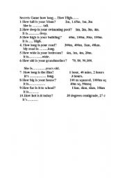 English Worksheet: Practising How long? How far?........