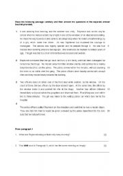 English worksheet: Reading comprehension