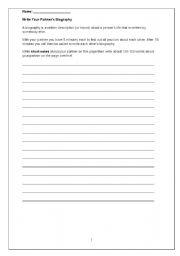 English worksheet: Writing a short biography