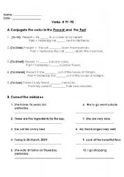 English worksheet: irregular verbs 