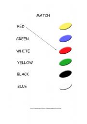 English Worksheet: match colours to pictures